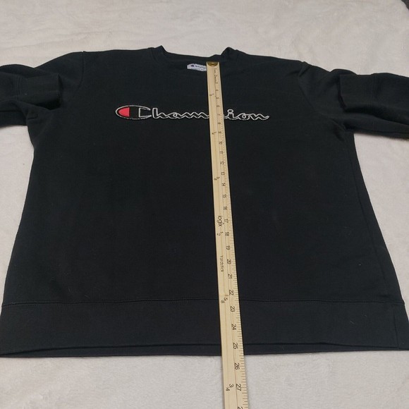 Champion Black Essentials Spellout Crewneck Sweatshirt Men's Size Medium - Picture 7 of 13